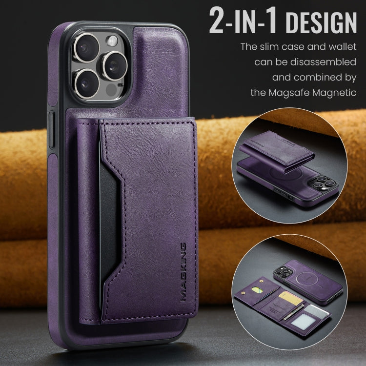 For iPhone 12 Pro Max MAGKING K2 Series MagSafe RFID Card Bag Detachable Phone Case(Purple)
