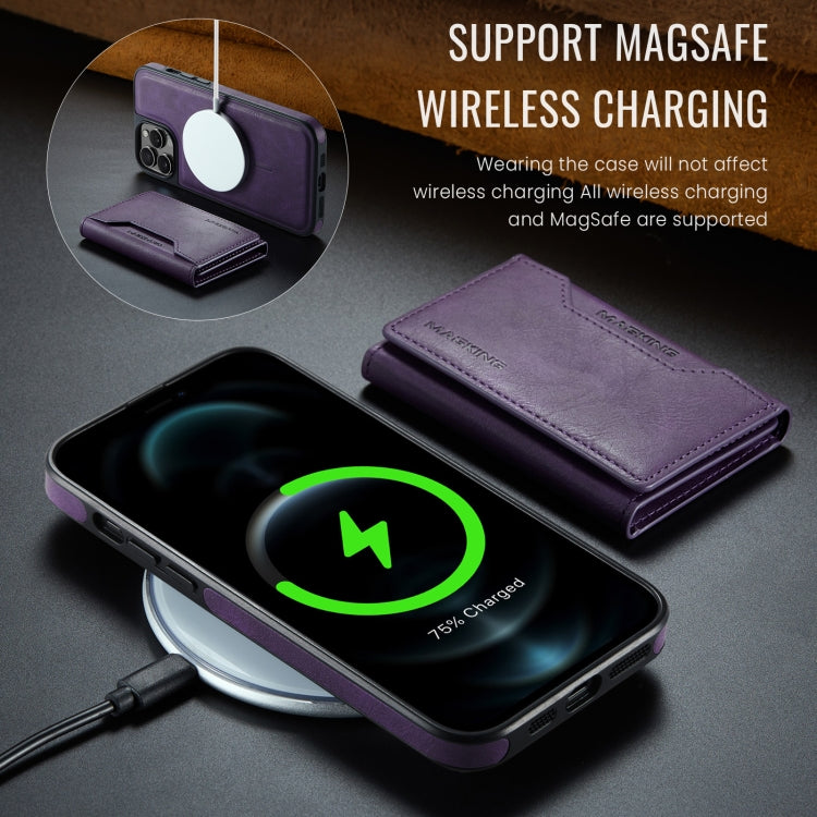 For iPhone 12 Pro Max MAGKING K2 Series MagSafe RFID Card Bag Detachable Phone Case(Purple)