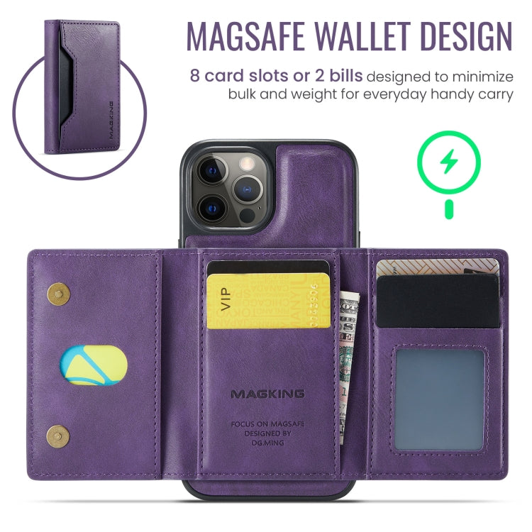 For iPhone 12 Pro Max MAGKING K2 Series MagSafe RFID Card Bag Detachable Phone Case(Purple)