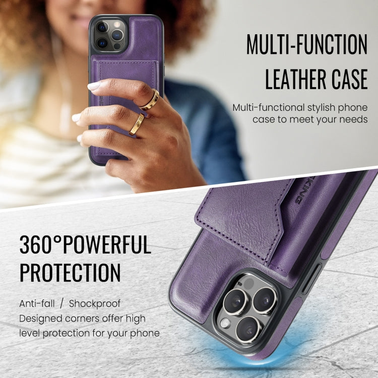 For iPhone 12 Pro Max MAGKING K2 Series MagSafe RFID Card Bag Detachable Phone Case(Purple)