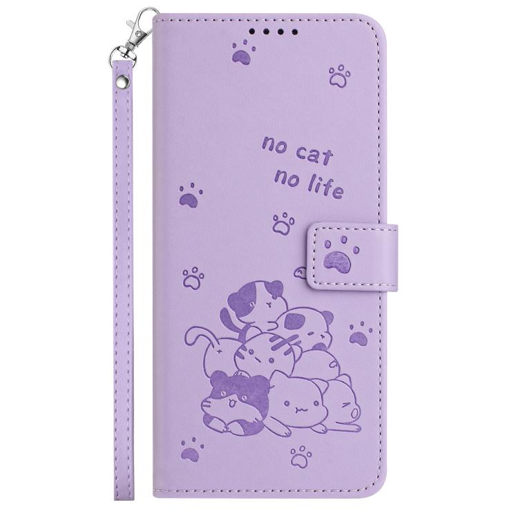 Embossed Kitten Phone Leather Case with Lanyard, For Motorola Moto G15, For Motorola Moto G 5G 2025, For Motorola Moto G Power / G Play 2025, For Motorola Moto G75