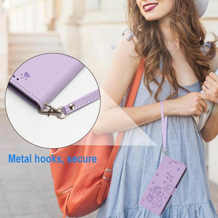 Embossed Kitten Phone Leather Case with Lanyard, For Motorola Edge 70 Pro 5G, For Motorola Moto G17 / G17 Power 4G, For Motorola Edge 70 Fusion 5G, For Motorola Moto G67 Power / G57 Power