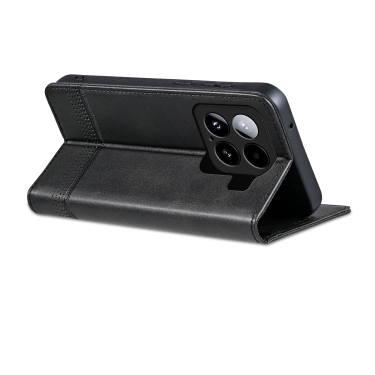 For Xiaomi 15 AZNS Magnetic Calf Texture Flip Leather Phone Case(Black)