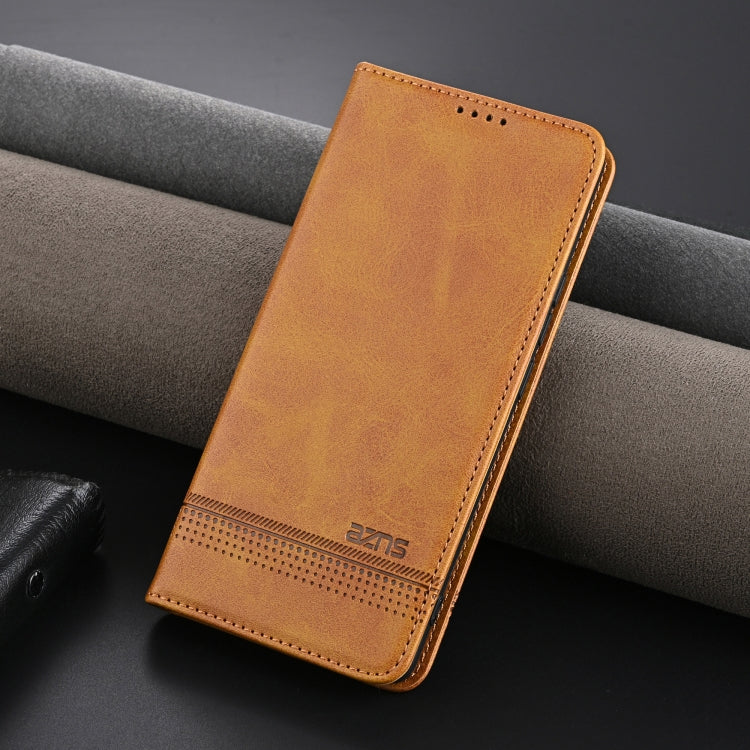 For Xiaomi 15 AZNS Magnetic Calf Texture Flip Leather Phone Case(Light Brown)