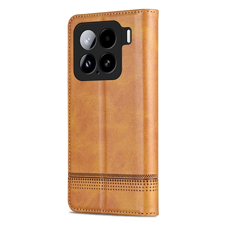 For Xiaomi 15 AZNS Magnetic Calf Texture Flip Leather Phone Case(Light Brown)
