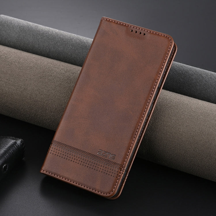For Xiaomi 15 AZNS Magnetic Calf Texture Flip Leather Phone Case(Dark Brown)