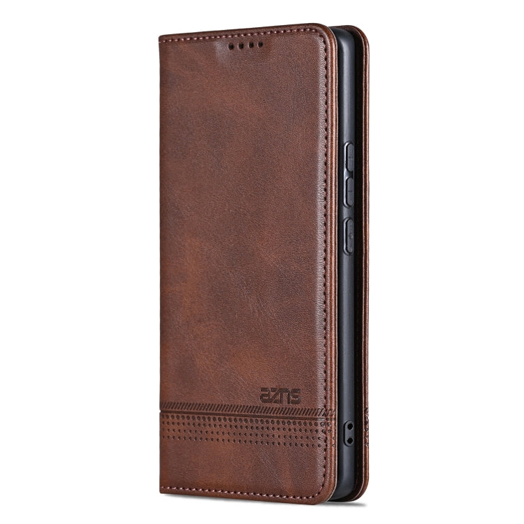 For Xiaomi 15 AZNS Magnetic Calf Texture Flip Leather Phone Case(Dark Brown)