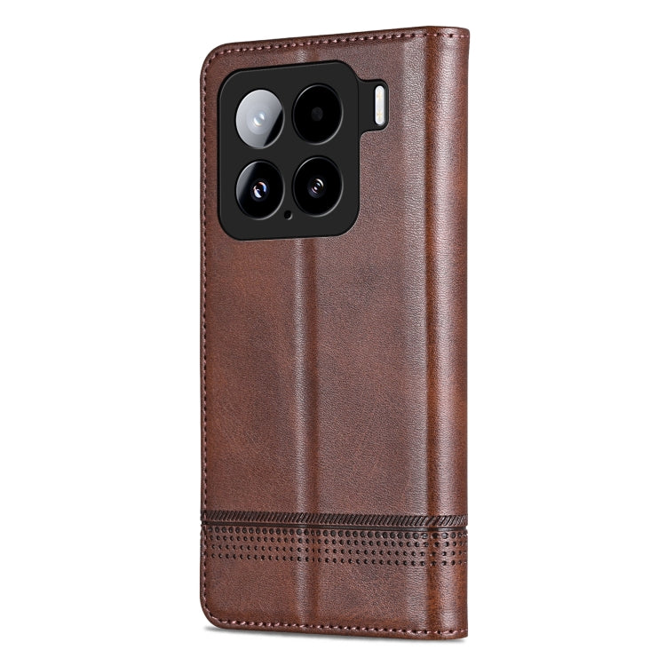 For Xiaomi 15 AZNS Magnetic Calf Texture Flip Leather Phone Case(Dark Brown)