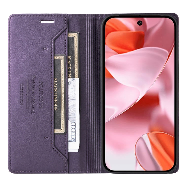 For Google Pixel 9 / 9 Pro GQUTROBE G01 RFID Anti-theft Leather Phone Case(Purple)