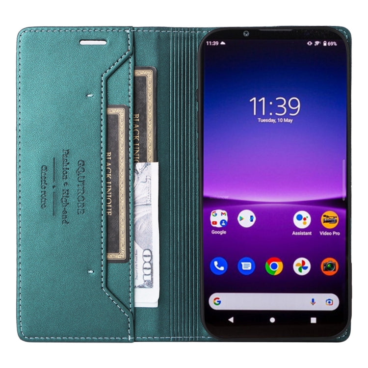 For Sony Xperia 1 IV GQUTROBE G01 RFID Anti-theft Leather Phone Case(Green)