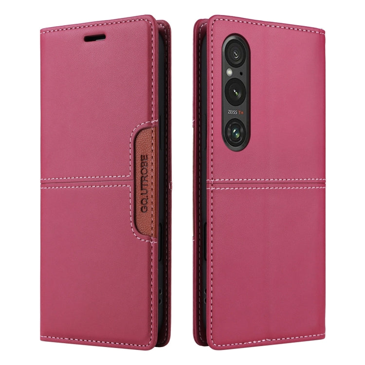 For Sony Xperia 1 V GQUTROBE G01 RFID Anti-theft Leather Phone Case(Red)