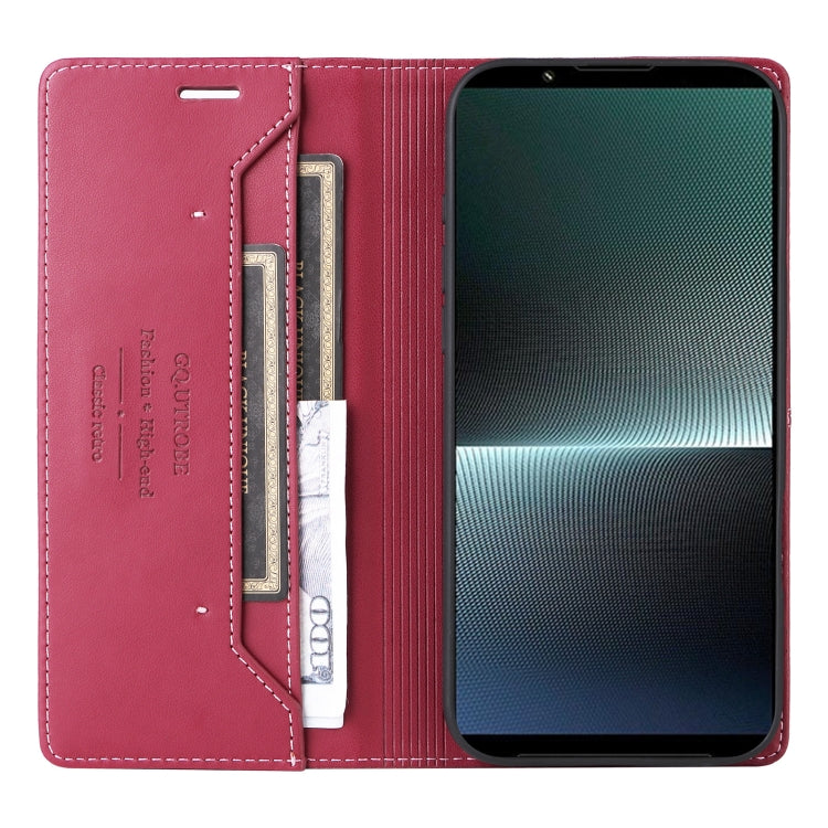 For Sony Xperia 1 V GQUTROBE G01 RFID Anti-theft Leather Phone Case(Red)