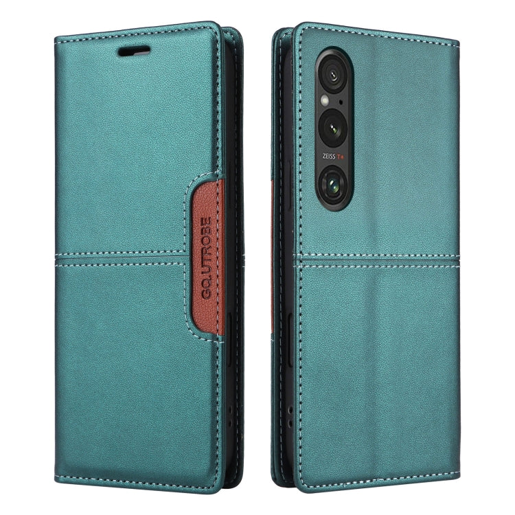 For Sony Xperia 1 V GQUTROBE G01 RFID Anti-theft Leather Phone Case(Green)
