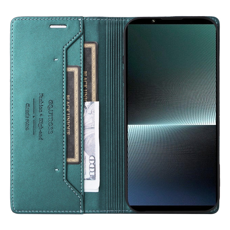 For Sony Xperia 1 V GQUTROBE G01 RFID Anti-theft Leather Phone Case(Green)