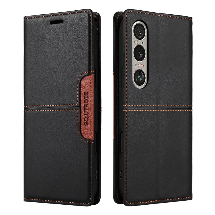 For Sony Xperia 1 VI GQUTROBE G01 RFID Anti-theft Leather Phone Case(Black)