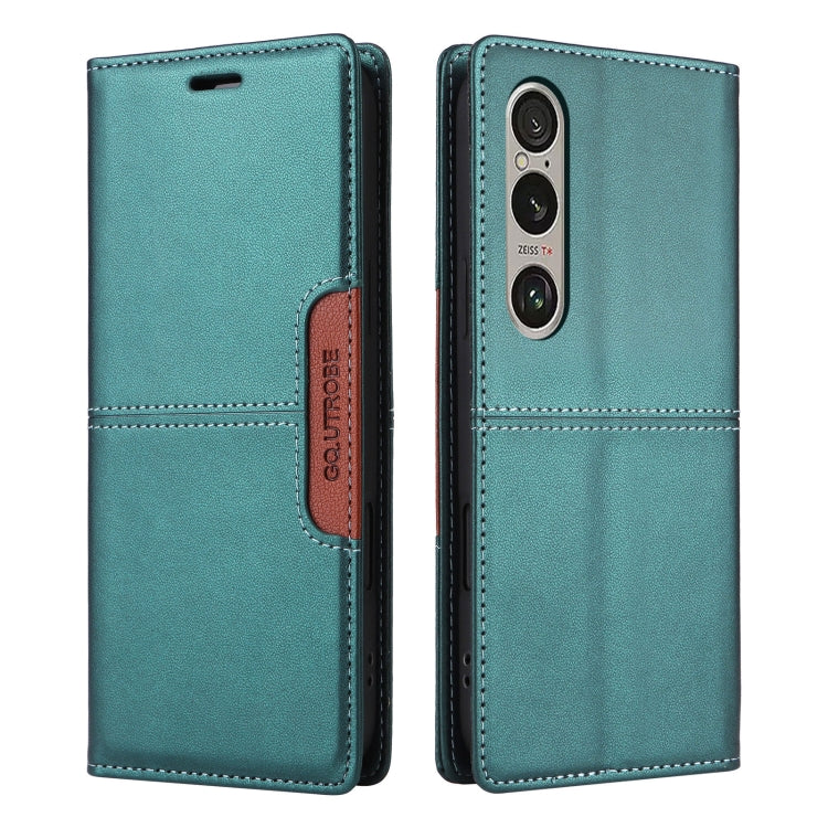 For Sony Xperia 1 VI GQUTROBE G01 RFID Anti-theft Leather Phone Case(Green)