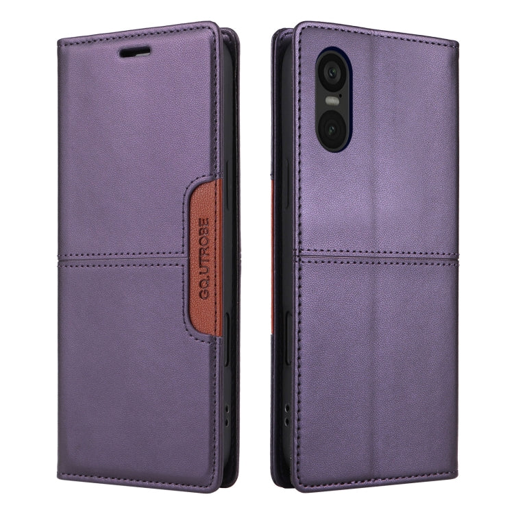 For Sony Xperia 5 VI GQUTROBE G01 RFID Anti-theft Leather Phone Case(Purple)