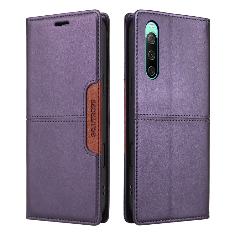 For Sony Xperia 10 IV GQUTROBE G01 RFID Anti-theft Leather Phone Case(Purple)