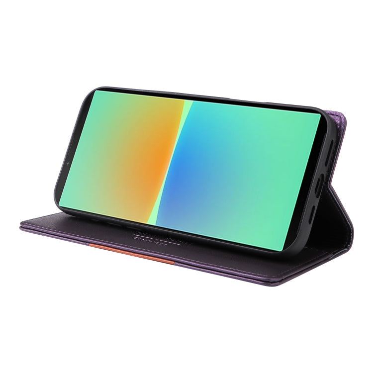 For Sony Xperia 10 IV GQUTROBE G01 RFID Anti-theft Leather Phone Case(Purple)