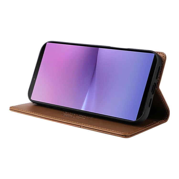 For Sony Xperia 10 V GQUTROBE G01 RFID Anti-theft Leather Phone Case(Brown)