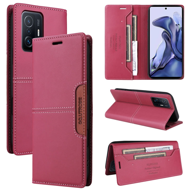 For Xiaomi 11T / 11T Pro GQUTROBE G01 RFID Anti-theft Leather Phone Case(Red)