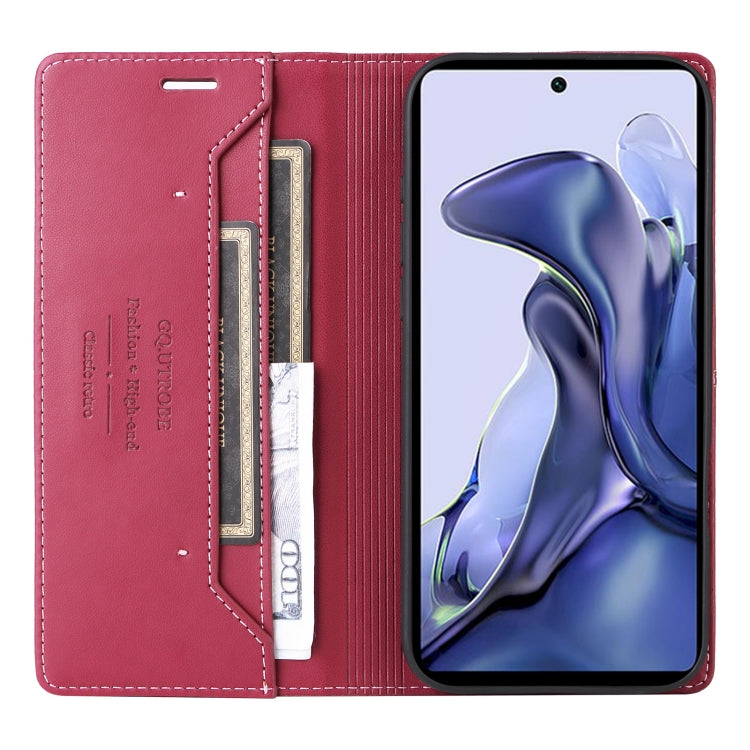 For Xiaomi 11T / 11T Pro GQUTROBE G01 RFID Anti-theft Leather Phone Case(Red)