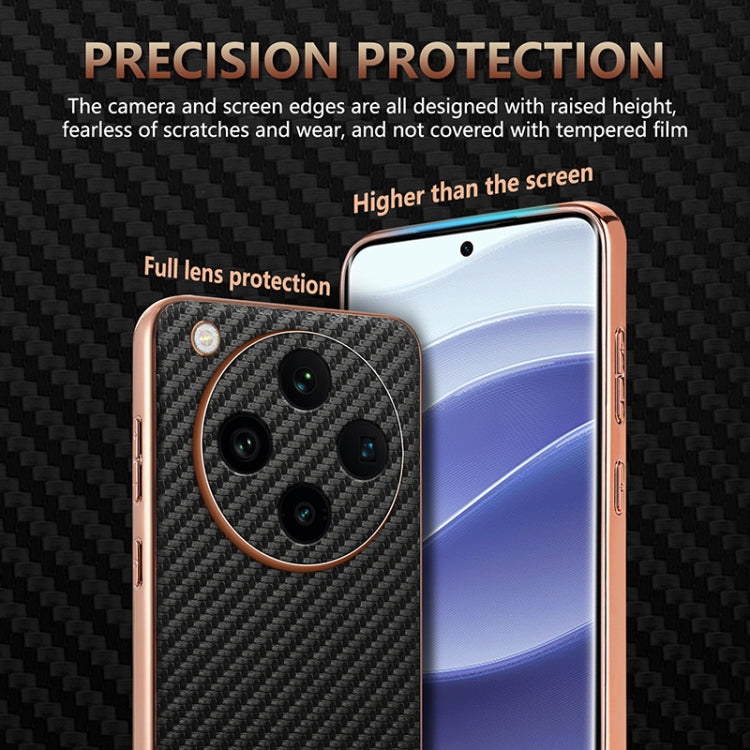For OPPO Find X8 Pro AZNS Electroplated Edge Carbon Fiber Texture Phone Case(Brown)