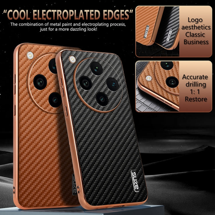 For OPPO Find X8 Pro AZNS Electroplated Edge Carbon Fiber Texture Phone Case(Blue)