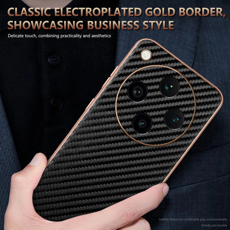 For OPPO Find X8 Pro AZNS Electroplated Edge Carbon Fiber Texture Phone Case(Blue)