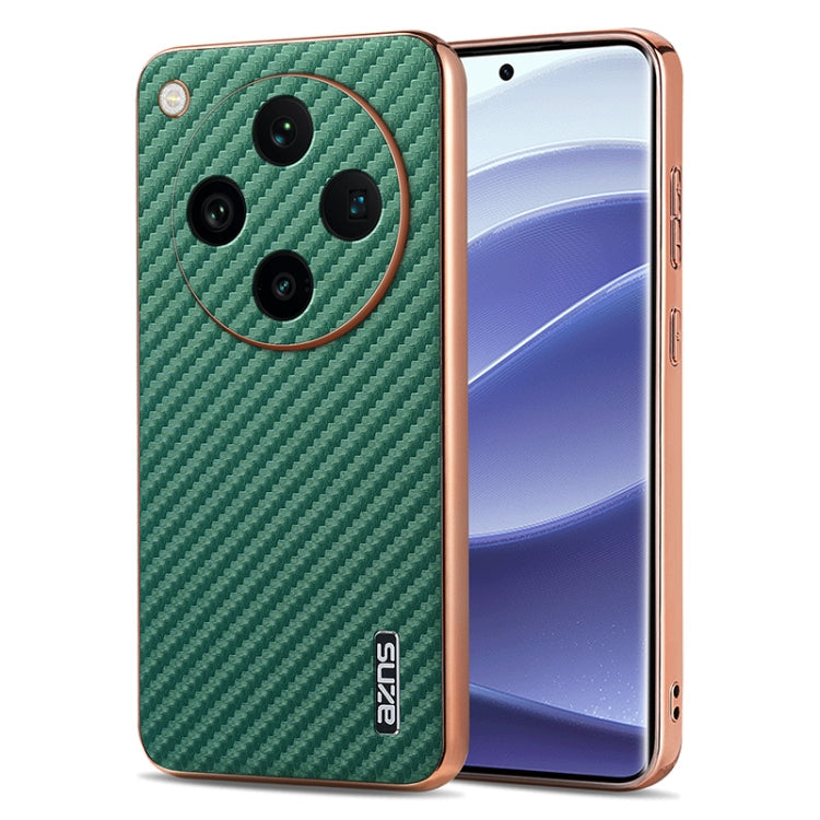 For OPPO Find X8 Pro AZNS Electroplated Edge Carbon Fiber Texture Phone Case(Green)