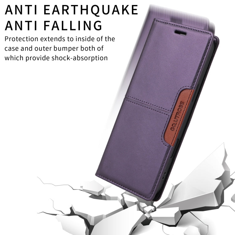 For iPhone 13 Pro GQUTROBE G01 RFID Anti-theft Leather Phone Case(Purple)