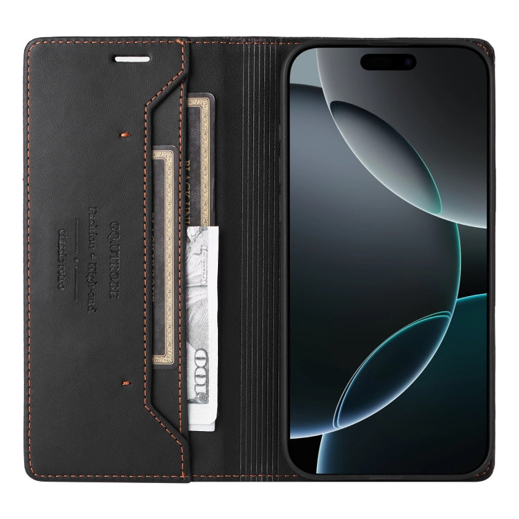 For iPhone 13 Pro Max GQUTROBE G01 RFID Anti-theft Leather Phone Case(Black)