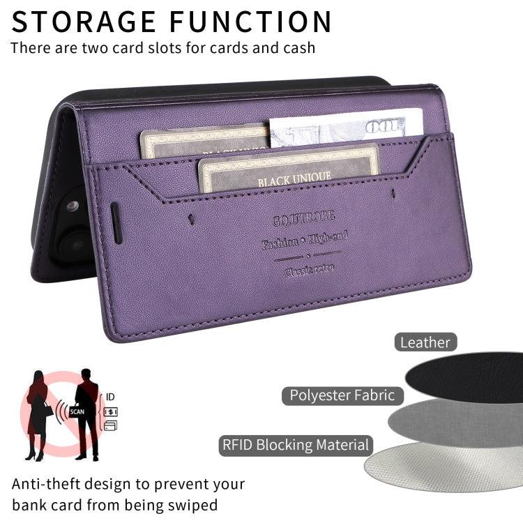 For iPhone 13 Pro Max GQUTROBE G01 RFID Anti-theft Leather Phone Case(Purple)