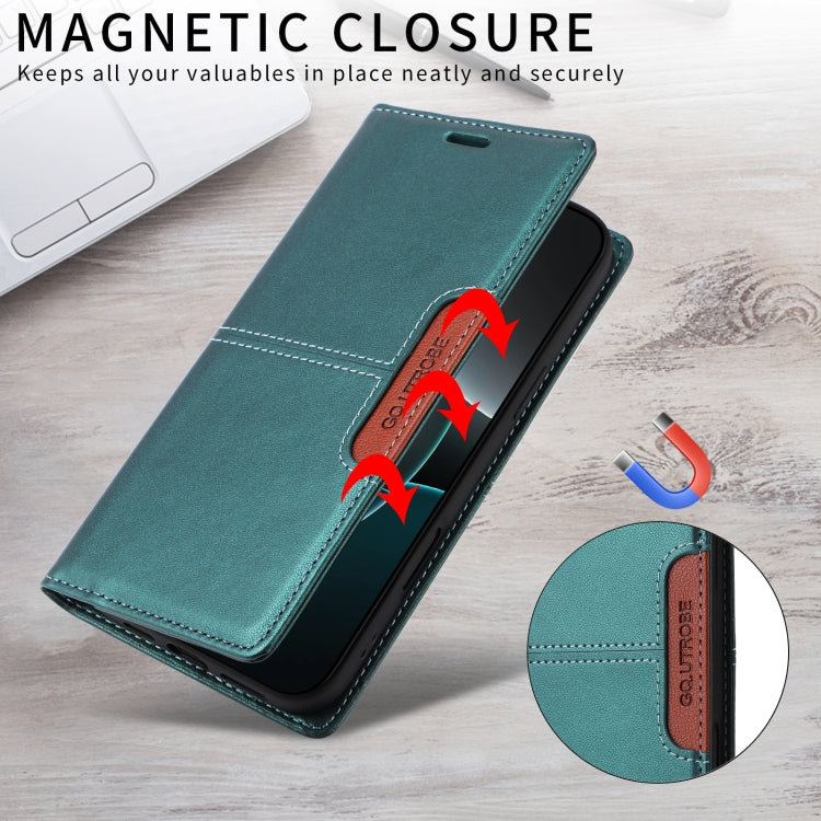 For iPhone 14 Pro GQUTROBE G01 RFID Anti-theft Leather Phone Case(Green)