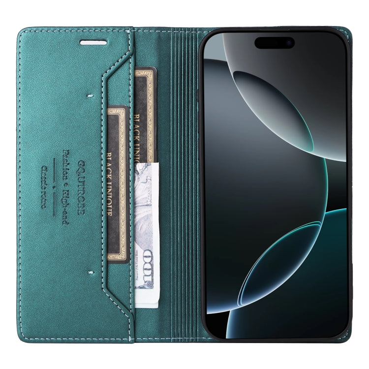 For iPhone 14 Pro Max GQUTROBE G01 RFID Anti-theft Leather Phone Case(Green)