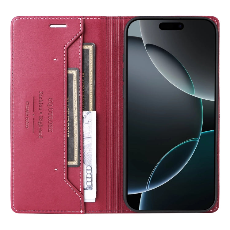 For iPhone 15 Pro GQUTROBE G01 RFID Anti-theft Leather Phone Case(Red)