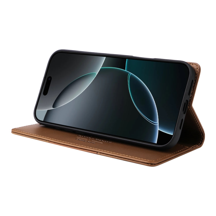 For iPhone 15 Pro GQUTROBE G01 RFID Anti-theft Leather Phone Case(Brown)