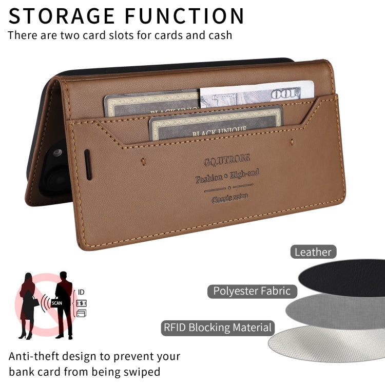 For iPhone 15 Pro GQUTROBE G01 RFID Anti-theft Leather Phone Case(Brown)