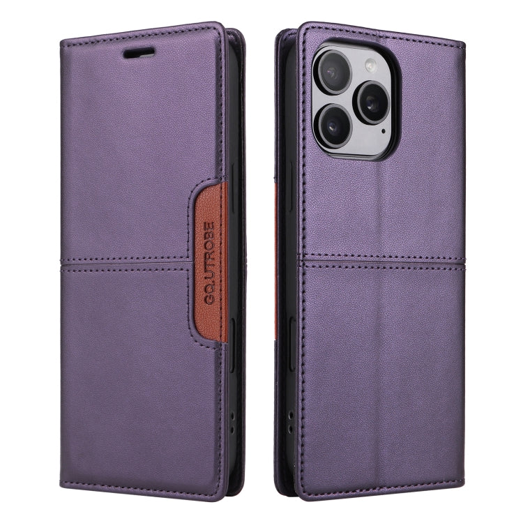 For iPhone 15 Pro GQUTROBE G01 RFID Anti-theft Leather Phone Case(Purple)