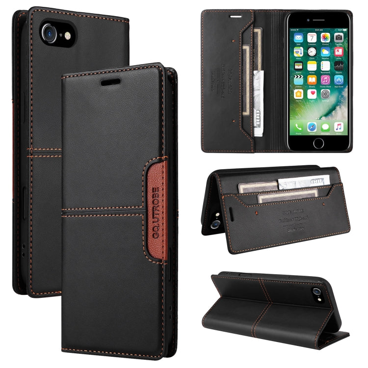 For iPhone SE 2022 / SE 2020 / 8 / 7 GQUTROBE G01 RFID Anti-theft Leather Phone Case(Black)