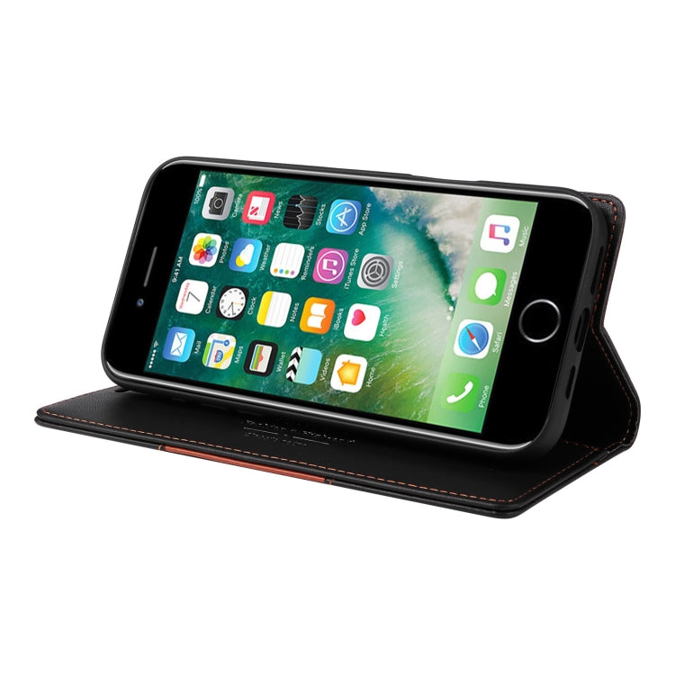 For iPhone SE 2022 / SE 2020 / 8 / 7 GQUTROBE G01 RFID Anti-theft Leather Phone Case(Black)
