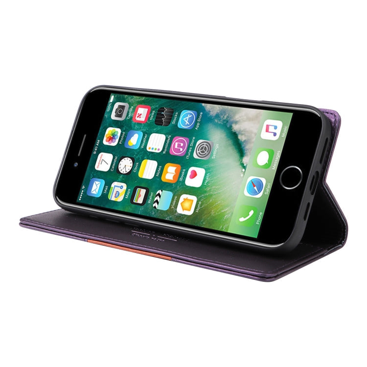 For iPhone SE 2022 / SE 2020 / 8 / 7 GQUTROBE G01 RFID Anti-theft Leather Phone Case(Purple)