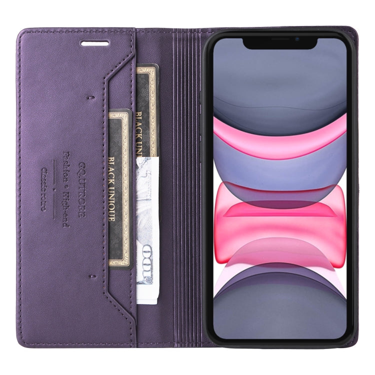 For iPhone 11 GQUTROBE G01 RFID Anti-theft Leather Phone Case(Purple)