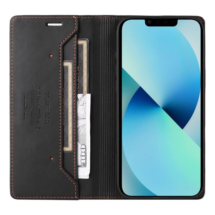 For iPhone 14 / 13 GQUTROBE G01 RFID Anti-theft Leather Phone Case(Black)