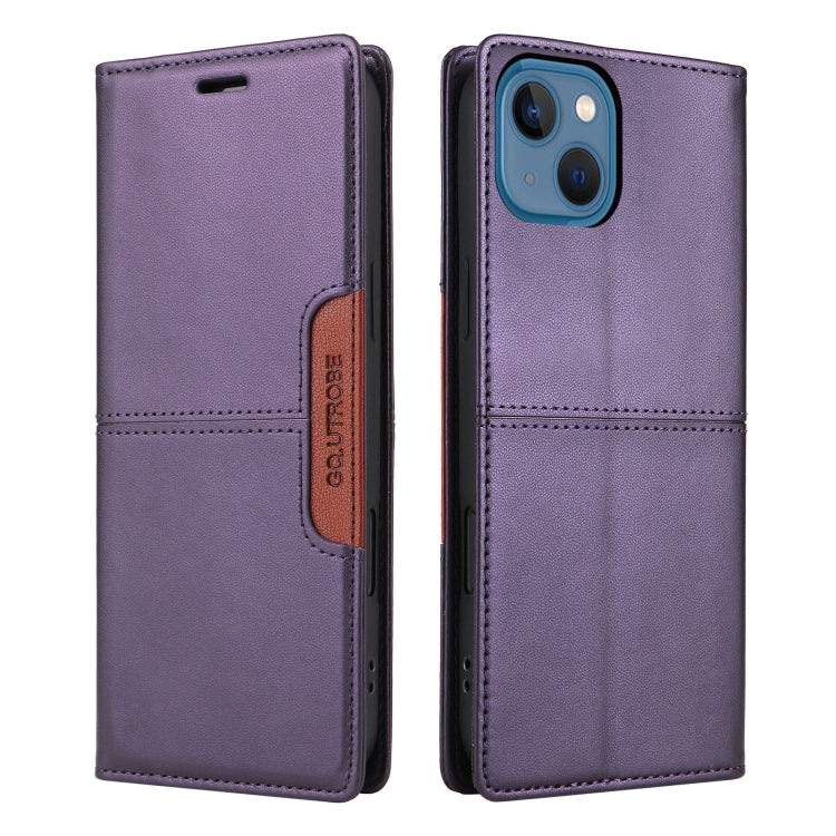 For iPhone 14 / 13 GQUTROBE G01 RFID Anti-theft Leather Phone Case(Purple)
