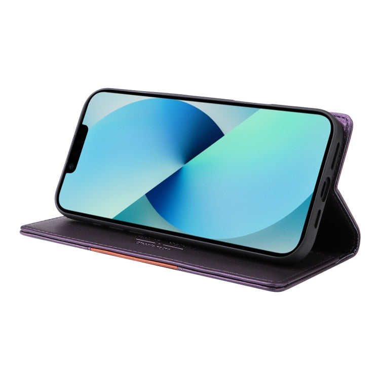 For iPhone 14 / 13 GQUTROBE G01 RFID Anti-theft Leather Phone Case(Purple)