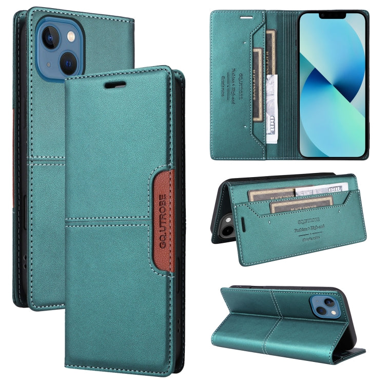 For iPhone 14 / 13 GQUTROBE G01 RFID Anti-theft Leather Phone Case(Green)