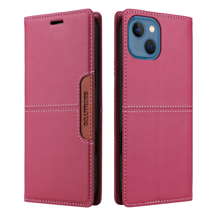 For iPhone 15 Plus / 14 Plus GQUTROBE G01 RFID Anti-theft Leather Phone Case(Red)