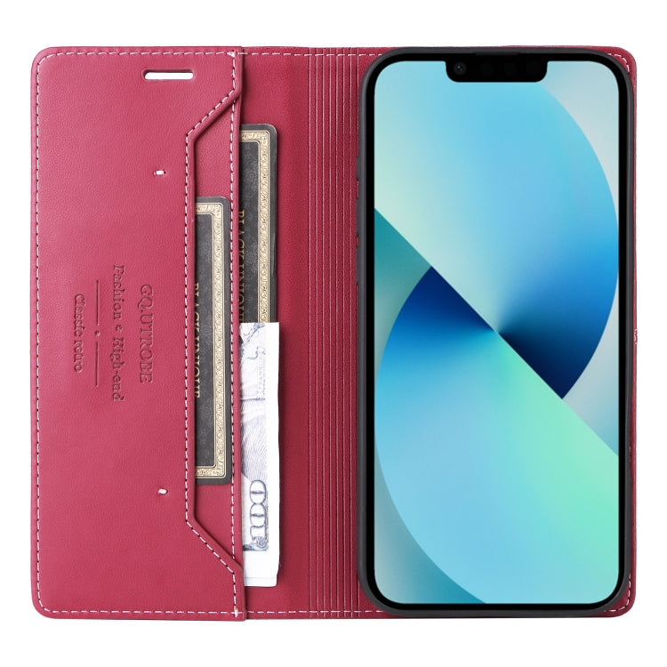 For iPhone 15 Plus / 14 Plus GQUTROBE G01 RFID Anti-theft Leather Phone Case(Red)