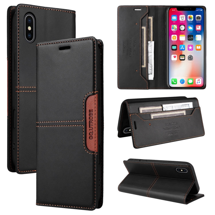 For iPhone XS / X GQUTROBE G01 RFID Anti-theft Leather Phone Case(Black)